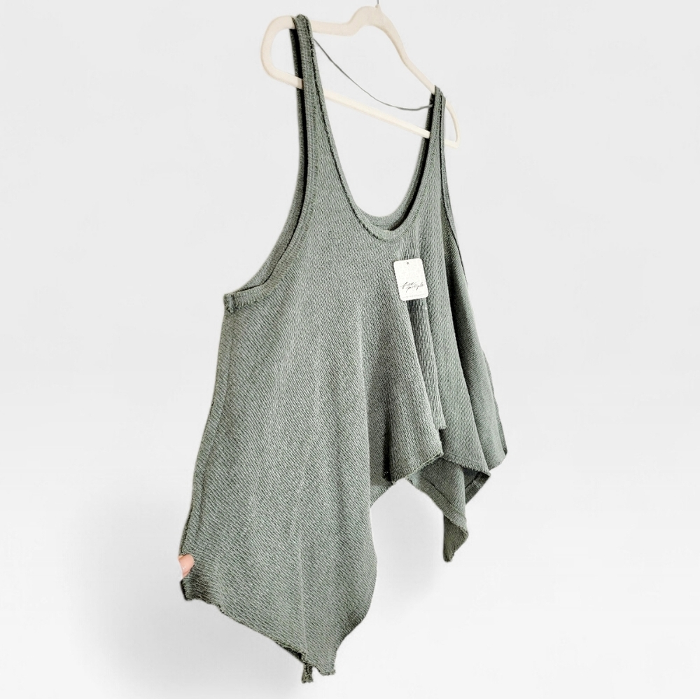 NWT We The Free Sing La La Asymmetrical Tank Top Moss Green Free People XS NEW - Picture 5 of 12